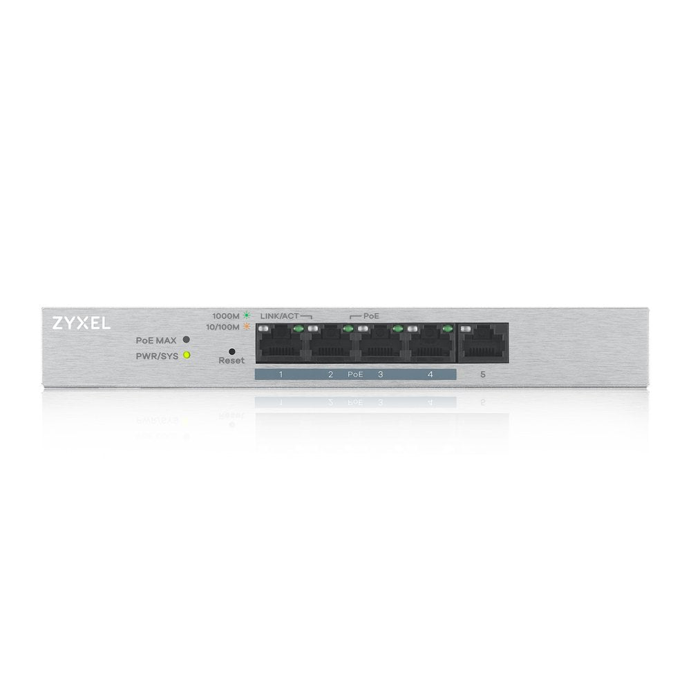 Zyxel 5-Port Gigabit Ethernet Web Managed PoE+ Switch | 4x PoE+ @60W | VLAN Support | Sturdy Metal Case | Desktop or Wall-Mount | QoS | Ethernet Splitter [GS1200-5HPv2]