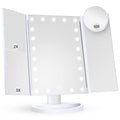 HUONUL Makeup Mirror Vanity Mirror with Lights, 2X, 3X, 10X Magnification, Touch Control, Trifold, White, 9.4