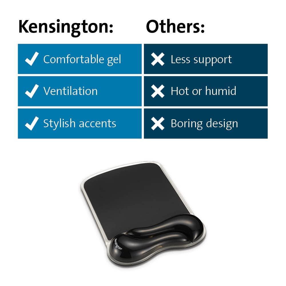 Kensington Duo Gel Wave Mouse Pad & Wrist Rest - Black,Medium (K62413WW)
