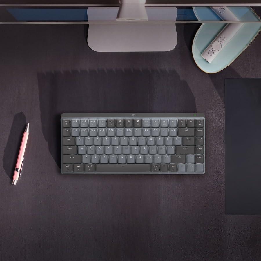 Logitech MX Mechanical Mini for Mac Wireless Illuminated Keyboard, Low-Profile Performance Switches, Tactile Quiet Keys, Backlit, Bluetooth, USB-C, Apple, iPad - Space Grey