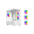 DIYPC ARGB-N1-W White USB3.0 /Type C Micro ATX Gaming Computer Case w/Frameless Dual Tempered Glass Panel and 3 x ARGB 120mm Fans (Pre-Installed). Support 4090TI GPU and 360mm AIO