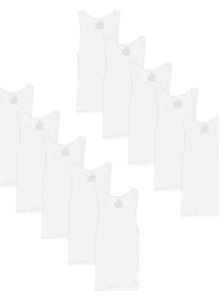 Hanes Boys' Tank Undershirt, EcoSmart Cotton Shirt, Multiple Packs Available, White-10, Large