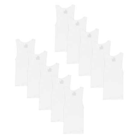 Hanes Boys' Tank Undershirt, EcoSmart Cotton Shirt, Multiple Packs Available, White-10, Large