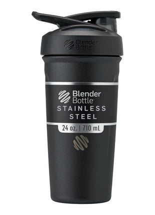 BlenderBottle Sport Flip Stainless Steel Shaker Bottle 24 oz Black