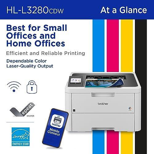 Brother HL-L3280CDW Wireless Compact Digital Color Printer with Laser Quality Output, Duplex, Mobile Printing & Ethernet | Includes 4 Month Refresh Subscription Trial¹, Amazon Dash Replenishment Ready