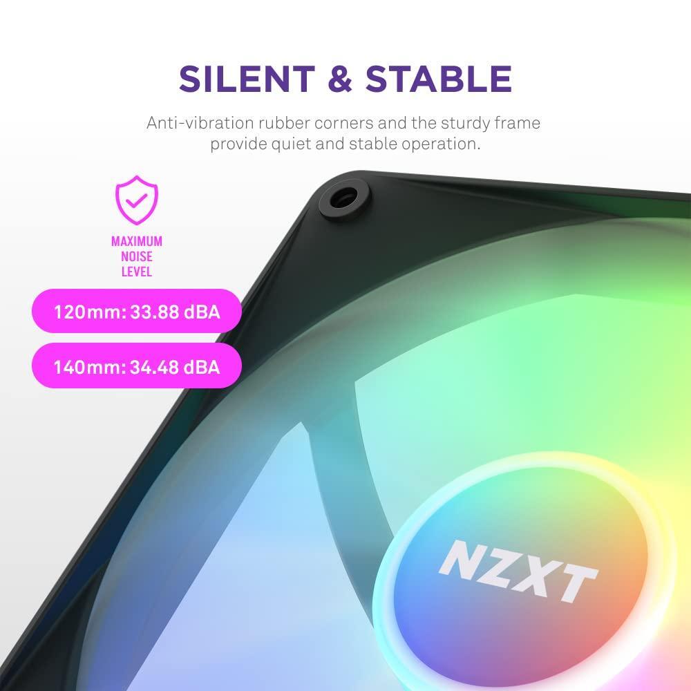 NZXT F120 RGB Core - 120mm Hub-Mounted RGB Fan - 8 Individually-Addressable LEDs - Semi-Translucent Blades - High Static Pressure & Airflow - Quiet Operation PWM Control - CAM Software - Black