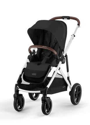 Cybex Gazelle S All-in-One Toddler and Baby Stroller with Over 20 Modular Configurations, Ergonomic Near-Flat Recline, Shopper Basket, and Compact Fold, Moon Black, Silver Frame