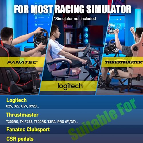 GTPLAYER Sim Racing Wheel Stand Simulator Cockpit Wheel Stand Racing Steering Shifter Mount fit for Logitech G25 G27 G29 G920 G923 Thrustmaster T330TS Gaming Stand Wheel Pedals NOT Included, Black