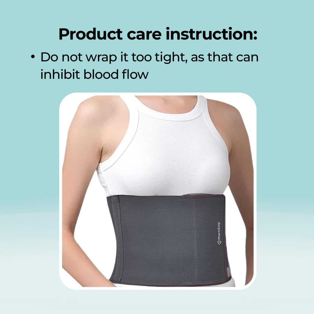 PharmEasy Postpartum Abdominal Binder Belt for Women & Men - Maternity Waist Support After Delivery, Post C-Section Surgery, Slimming & Weight Reduction - Ideal for Belly, Tummy, Stomach - Free Size