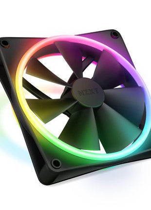 NZXT F140 RGB Duo - 140mm Dual-Sided RGB PC Case Fan - Black | 140mm dual-sided RGB fan with 20 addressable LEDs. Balanced airflow and static pressure, CAM-synced lighting.