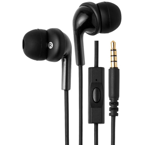 Amazon Basics Wired Earbuds with Microphone, In Ear Headphones, 3.5mm Jack, 4.2 ft long cable, S/M/L Ear Tips, Black