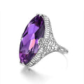3ct Gemstone Purple Ring Promise Rings for her 925 Sterling Silver Purple Horse Eye Ring Olive Cocktail Ring for Women Promise Ring for Her Purple Engagement Ring Anniversary Valentine's Day （8）