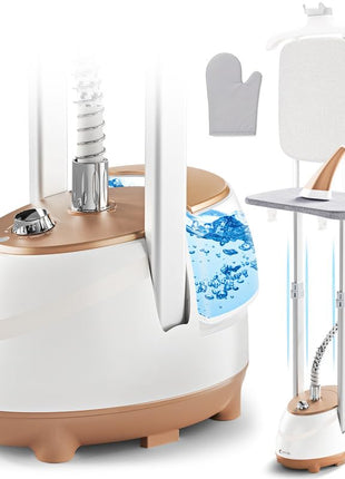 HAPAIS Steamer for Clothes,1800W Standing Garment Steamer 30s Heat-up with Adjustable Stable Double Rod,2-in-1 Flat & Hanging Ironing,Clothes Steamer with 10 Fabric Steam Modes
