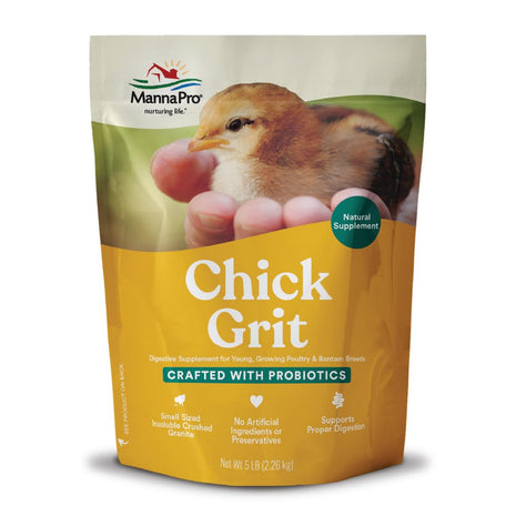 Manna Pro Chick Grit Digestive Supplement for Young Growing Poultry & Bantam Breeds, No Artificial Ingredients or Preservatives, Natural Supplement with Insoluble Crushed Granite, 5 lbs