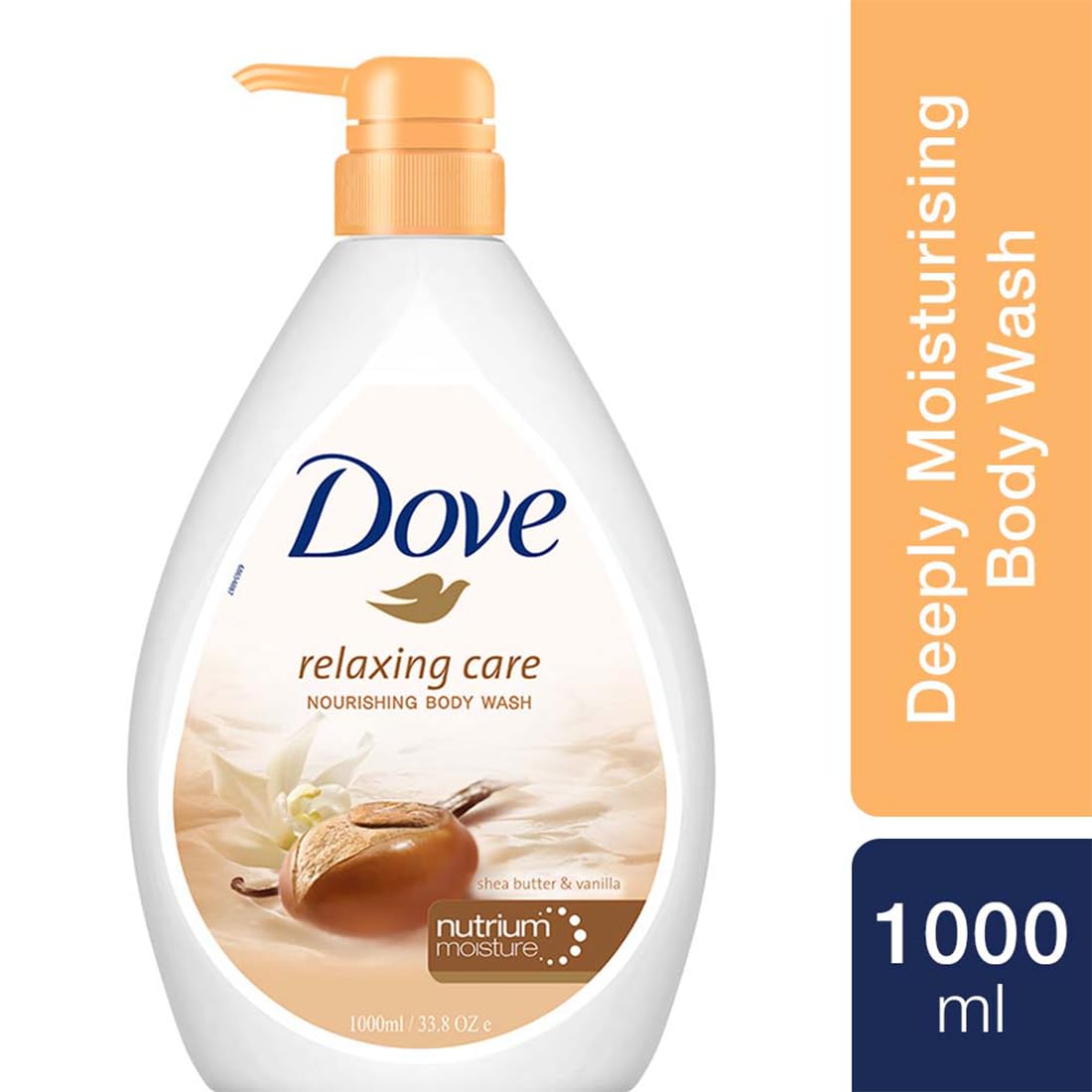 Dove Relaxing Shea Butter Body Wash with Vanilla for Soft Skin, Soothing Scent, 1L