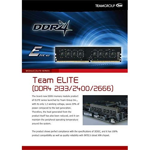 TEAMGROUP Elite DDR4 16GB Single 2666MHz (PC4-21300) CL19 Unbuffered Non-ECC 1.2V UDIMM 288 Pin PC Computer Desktop Memory Module Ram Upgrade - TED416G2666C1901