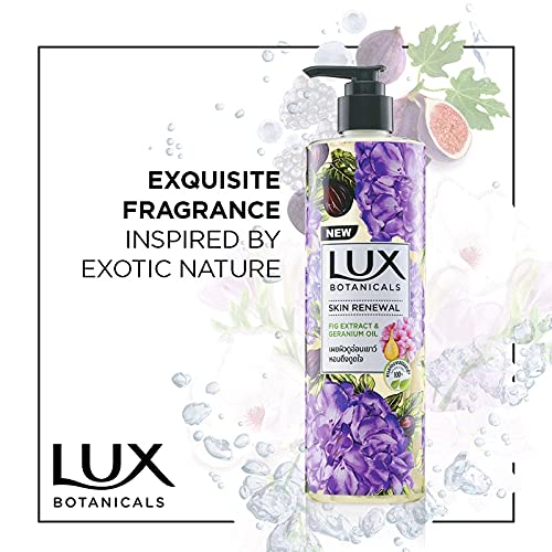 Lux Botanicals Skin Renewal Body Wash with Geranium Oil & Fig Extract for Women, 100% Natural Extracts, Moisturizing & Rejuvenating Shower Gel for Nourished & Glowing Skin, Fruity Floral Fragrance, No Parabens, 450 ml