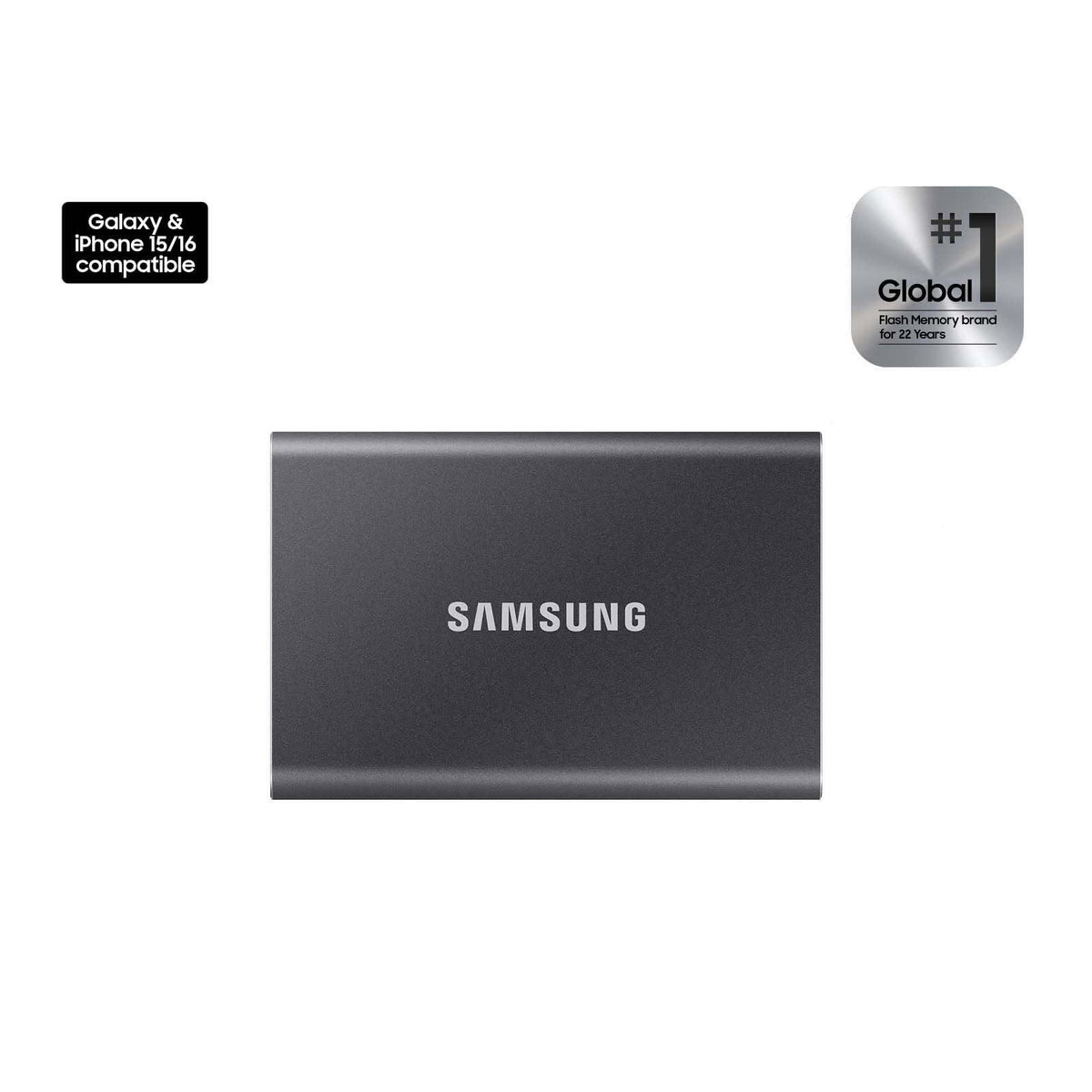 SAMSUNG T7 Portable SSD, 2TB External Solid State Drive, Speeds Up to 1,050MB/s, USB 3.2 Gen 2, Reliable Storage for Gaming, Students, Professionals, MU-PC2T0T/AM, Gray
