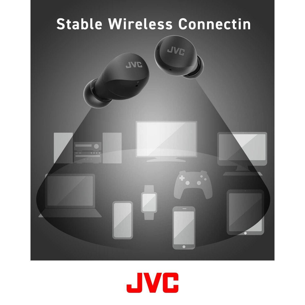 JVC Compact and Lightweight Gumy Mini True Wireless Earbuds Headphones, Long Battery Life (up to 23 Hours), Sound with Neodymium Magnet Driver, Water Resistance (IPX4) - HAA6TB (Black)