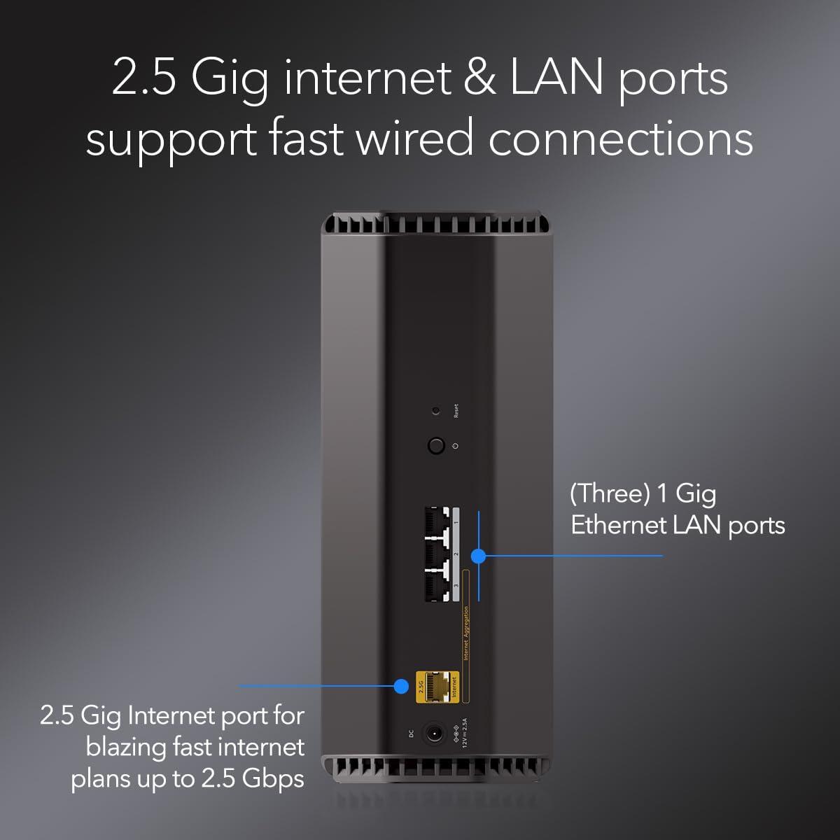 NETGEAR Nighthawk Dual-Band WiFi 7 Router (RS140) - Security Features, BE5000 Wireless Speed (up to 5.0 Gbps) - Covers up to 2,250 sq. ft., 80 Devices - 2.5 Gig Internet Port