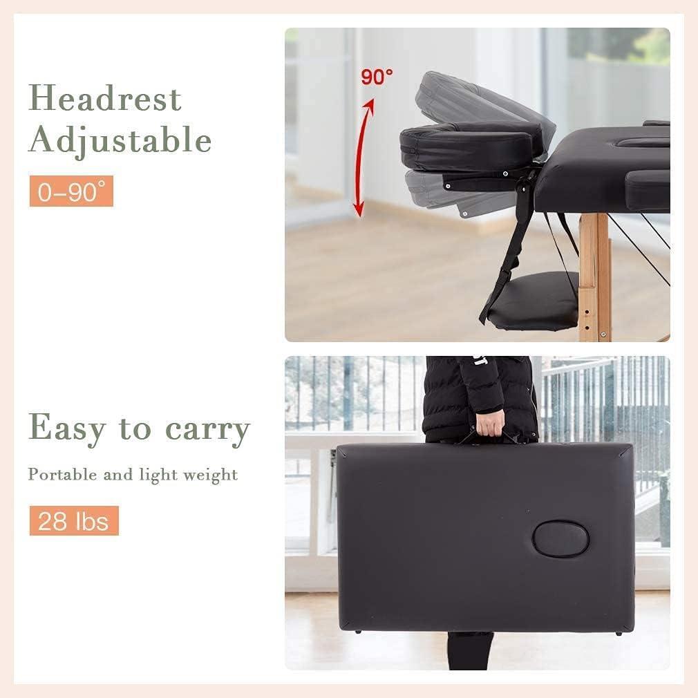 BestMassage Massage Bed Portable Massage Table 24 Inch Wide Lash Bed Height Adjustable 2 Folding Spa Table with Non-Woven Bag for Spa Footmassage Facial CareSpa Tattoo