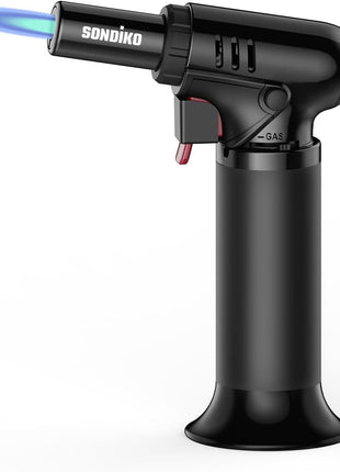 Sondiko Butane Torch Lighter with Visible Fuel Window, Refillable Soldering Torch with Adjustable Flame for Welding, Resin Art, Industrial (Butane Gas Not Included)