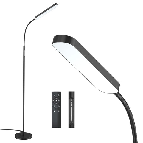 Floor Lamp -WioMio Led Floor Lamp with Remote and Touch Control for Stepless Dimmer & Temperatures, Harmless Light for Eye-caring, Adjustable Gooseneck Standing Lamp for Living Room & Bedroom.