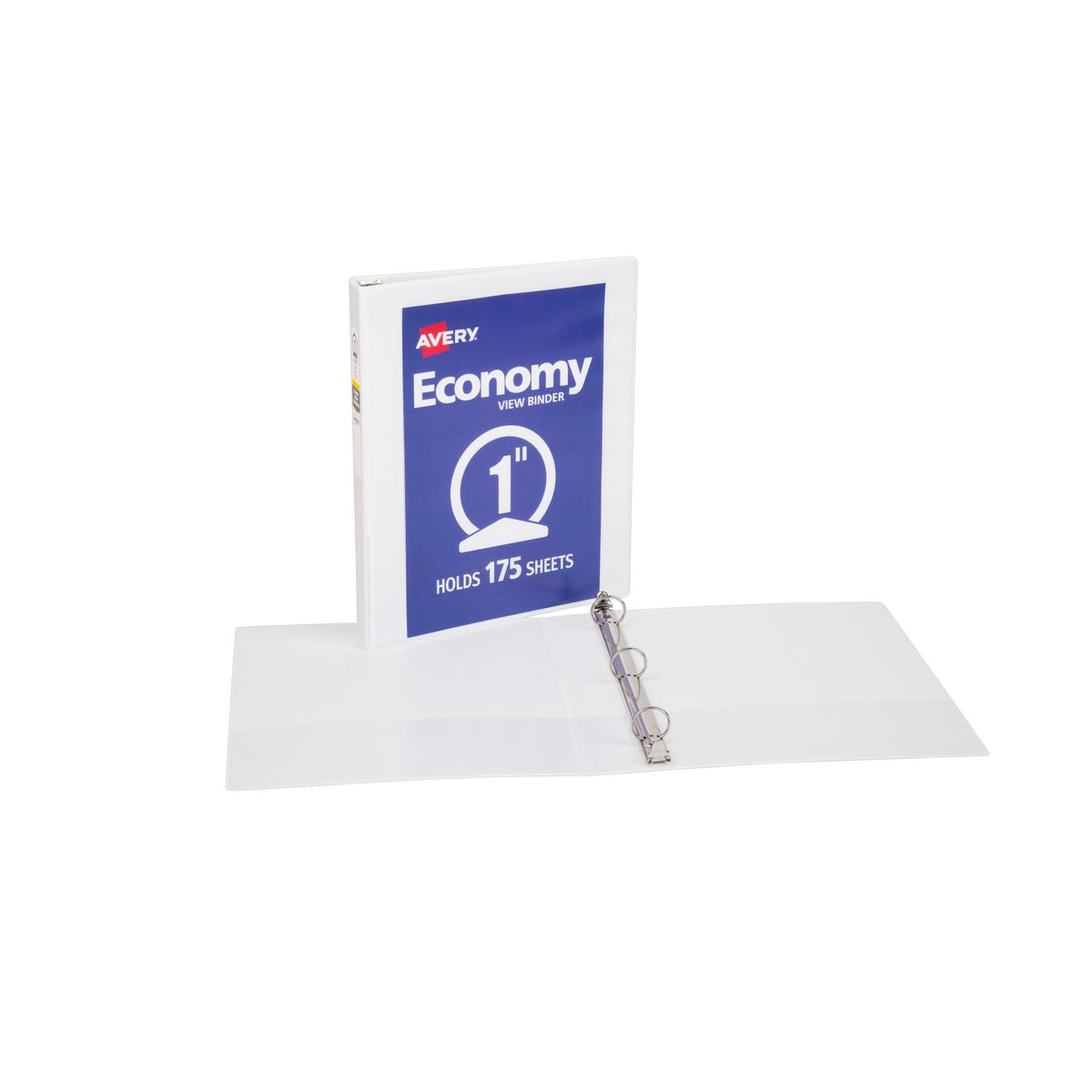 Avery Economy View 3 Ring Binder, 1" Round Rings, 1 White Binder (05711)