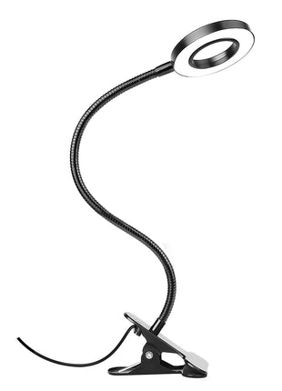 Woputne Desk Lamp Clip Light, 10 Dimmable Brightness 3 Light Modes Reading Light, Clamp Bedside Lamp for Painting, Craft, Study (Black)