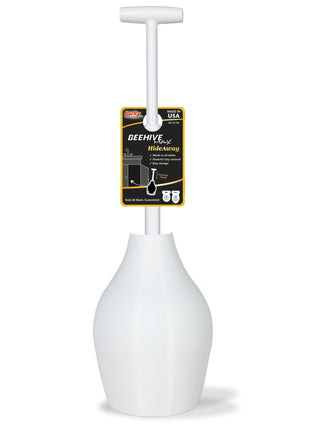 Korky BeehiveMAX Hideaway - Heavy Duty Toilet Plunger with Holder - Drip Free Carry - Seals All Bowl Shapes – Powerful Clog Removal, 97-5