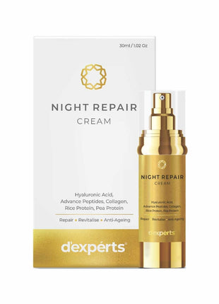Brinton d'experts Night Repair Cream with Hyaluronic Acid, Collagen, Peptides, Rice & Pea Protein 30ml