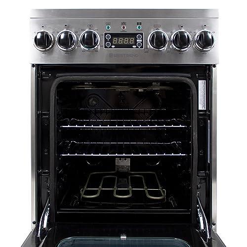 West Bend WB200ERPSS 20-Inch Electric Range, Compact Design, Top with 4 Cooking Zones, Glass Oven Door, Storage Drawer, and Rotisserie Accessories, 2.0 Cu. Ft, Stainless Steel, Metallic