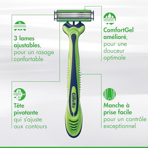 Gillette Sensor3 Sensitive Men's Disposable Razor, 12 Razors