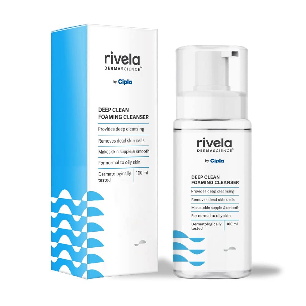 Rivela Dermascience Deep Clean Foaming Facial Cleanser By Cipla | Removes Dead Skin Cells | Makes Skin Supple and Smooth | For Normal to Oily Skin | 100 ml | Pack of 2