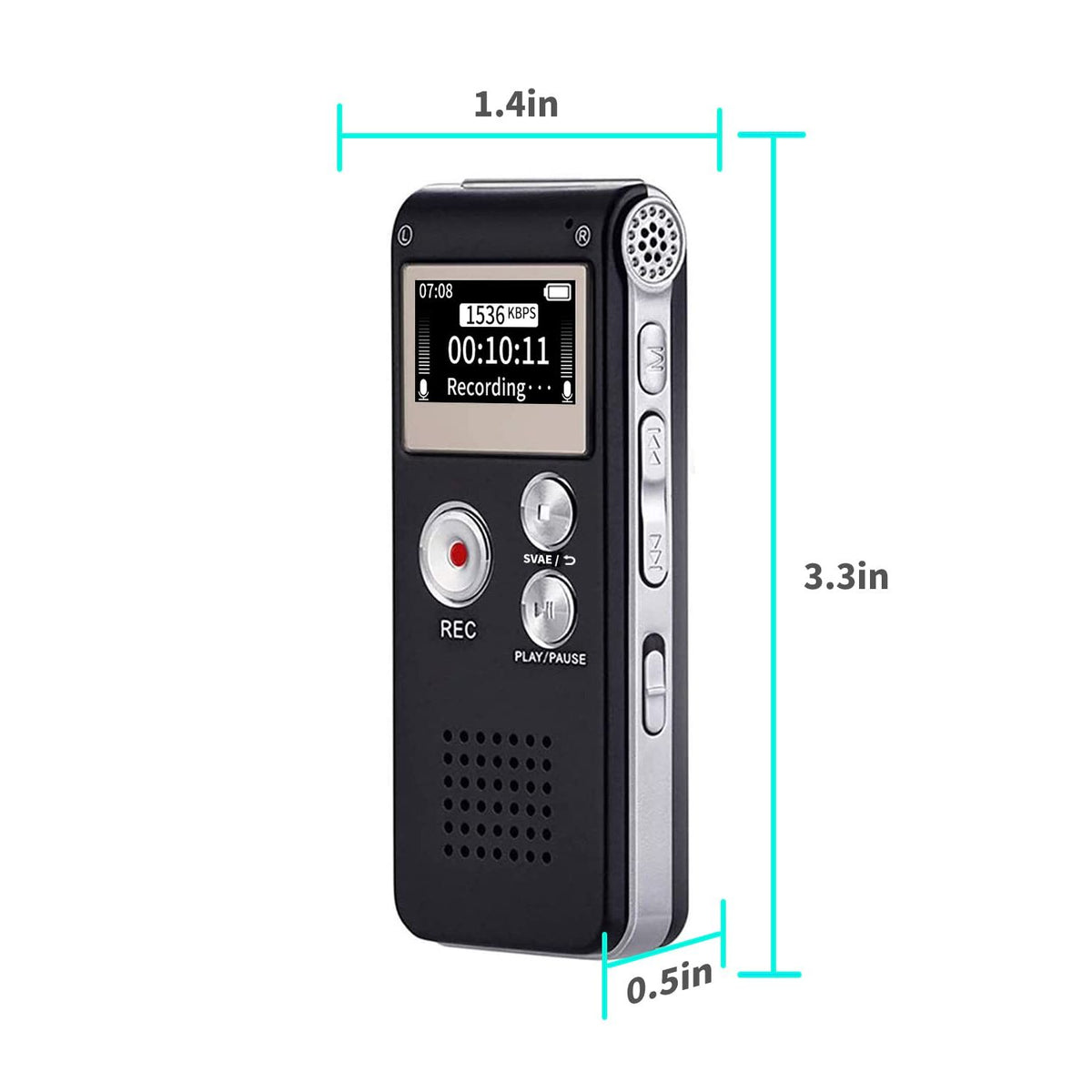 Digital Voice Recorder 16GB Voice Recorder with Playback for Lectures - USB Rechargeable Dictaphone Upgraded Small Tape Recorder Device