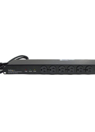 StarTech.com 16 Outlet Horizontal 1U Rack Mount PDU Power Strip for Network Server Racks - Surge Protection - 120V/15A - 6ft Power Cord (RKPW161915)