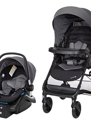 Safety 1st Smooth Ride Travel System Stroller and OnBoard FLX Infant Car Seat, Newborn to Toddler Baby Combo, Easy-Install, Large Canopy, Ample Storage, Foldable, Rear-Facing 4-30 lbs, Monument