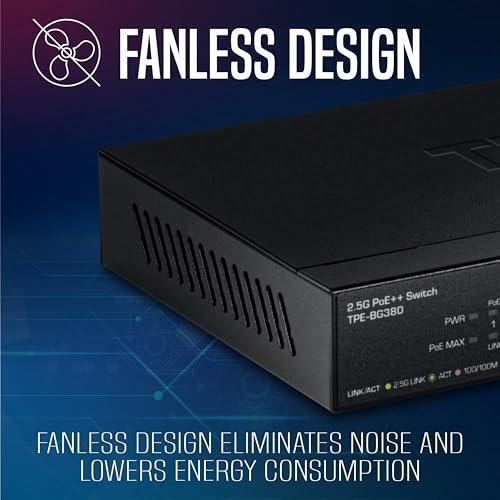 TRENDnet 8-Port 2.5G PoE++ Switch, TPE-BG380, 8 x 2.5GB PoE++ Ports, 230W Poe Power Budget, 40Gbps Switching Capacity, NDAA + TAA Compliant, Lifetime TRENDnet Protection