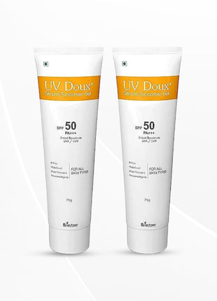 Brinton Healthcare Uvdoux Face & Body All Skin Type Sunscreen Gel With Spf 50 Pa+++, 75 Gm Pack Of 2
