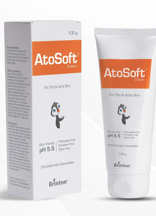 Brinton Atosoft Cream for Dry & Itchy Skin of Baby | Intensive Moisturizing & Nourishing Cream, 100 gm