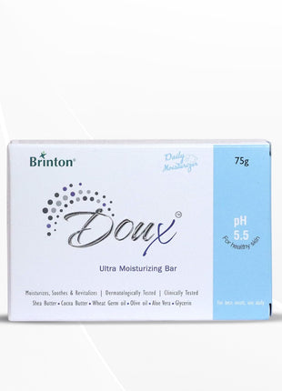 Brinton DOUX Daily Ultra Moisturizer Soap Bar with pH 5.5, 75g pack of 4