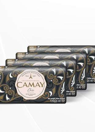 Camay Chic Citrus Beauty Soap with Aromatic Wood, 125g Pack of 4