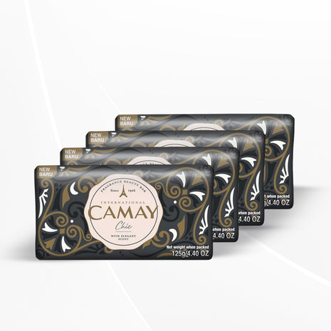 Camay Chic Citrus Beauty Soap with Aromatic Wood, 125g Pack of 4