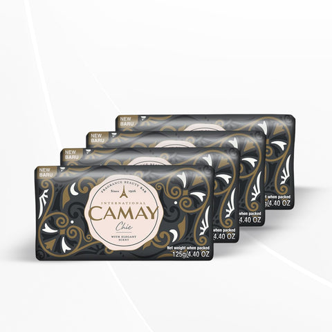 Camay Chic Citrus Beauty Soap with Aromatic Wood, 125g Pack of 4