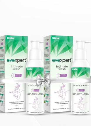 Cipla Evexpert Intimate Wash | Infused with natural ingredients Tea Tree Oil, Neem | 100ml (Pack of 2)