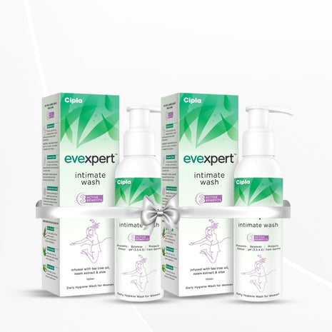 Cipla Evexpert Intimate Wash | Infused with natural ingredients Tea Tree Oil, Neem | 100ml (Pack of 2)