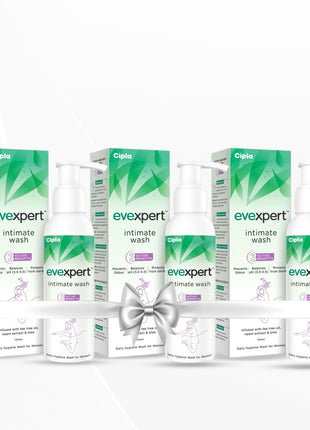 Cipla Evexpert Intimate Wash | Infused with natural ingredients Tea Tree Oil, Neem | 100ml (Pack of 3)