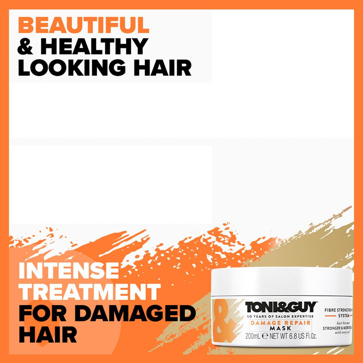 Toni&Guy Damage Repair Hair Mask with Keratin Actives for Dry, Damaged & Frizzy Hair, Intense Nourishing & Repair Formula for Soft & Shiny Hair, Moisturizing Hair Treatment for Men & Women, 200 ml