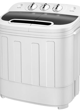 SUPER DEAL Compact Mini Twin Tub Washing Machine 13lbs Capacity Portable Washer Wash and Spin Cycle Combo, Built-in Gravity Drain for Camping, Apartments, Dorms, College, RV's and Small Spaces