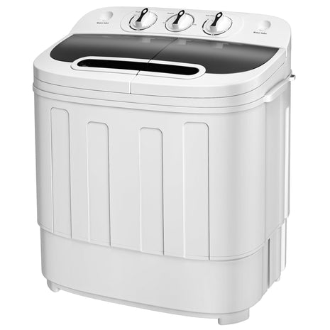 SUPER DEAL Compact Mini Twin Tub Washing Machine 13lbs Capacity Portable Washer Wash and Spin Cycle Combo, Built-in Gravity Drain for Camping, Apartments, Dorms, College, RV's and Small Spaces